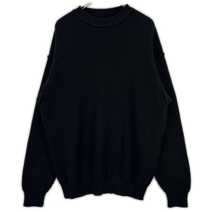 BALENCIAGA バレンシアガ 812125 ブラック コットン ウール ストレッチ クルーネック ニット トップス