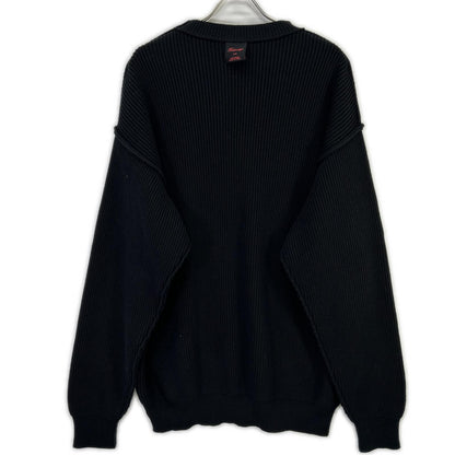 BALENCIAGA バレンシアガ 812125 ブラック コットン ウール ストレッチ クルーネック ニット トップス