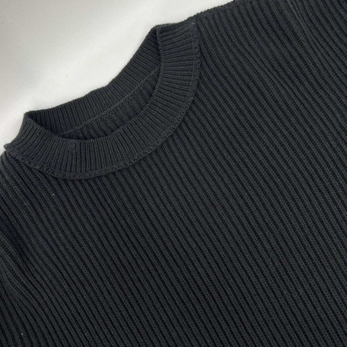 BALENCIAGA バレンシアガ 812125 ブラック コットン ウール ストレッチ クルーネック ニット トップス