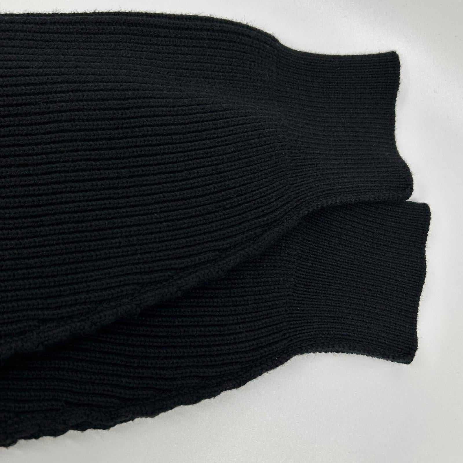 BALENCIAGA バレンシアガ 812125 ブラック コットン ウール ストレッチ クルーネック ニット トップス