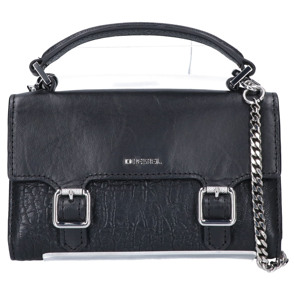 DIESEL ディーゼル ブラック レザー チェーンショルダーウォレット 長財布（小銭入れあり）