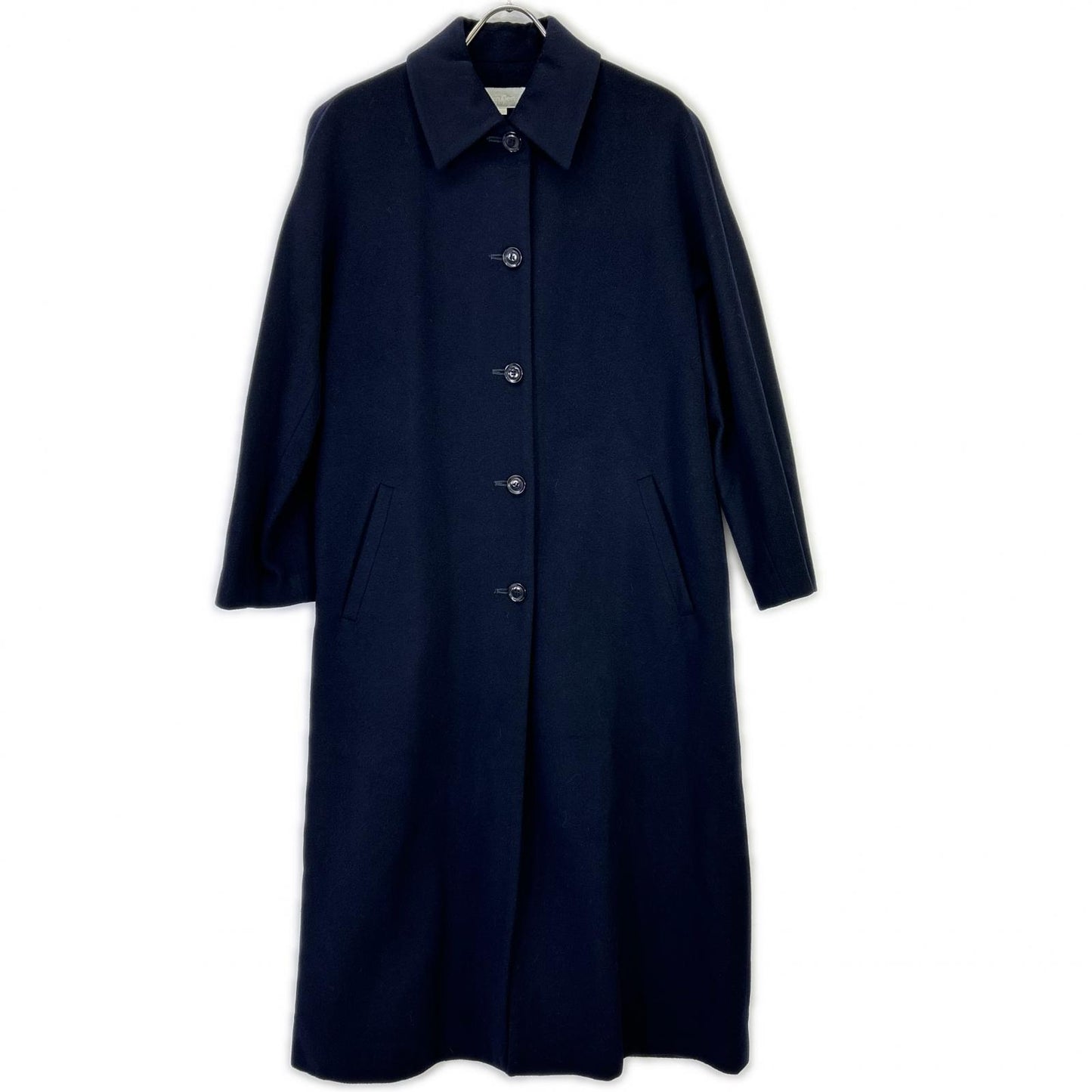 Calvin Klein カルバンクライン ネイビー カシミヤ混 ステンカラーロングコート コート