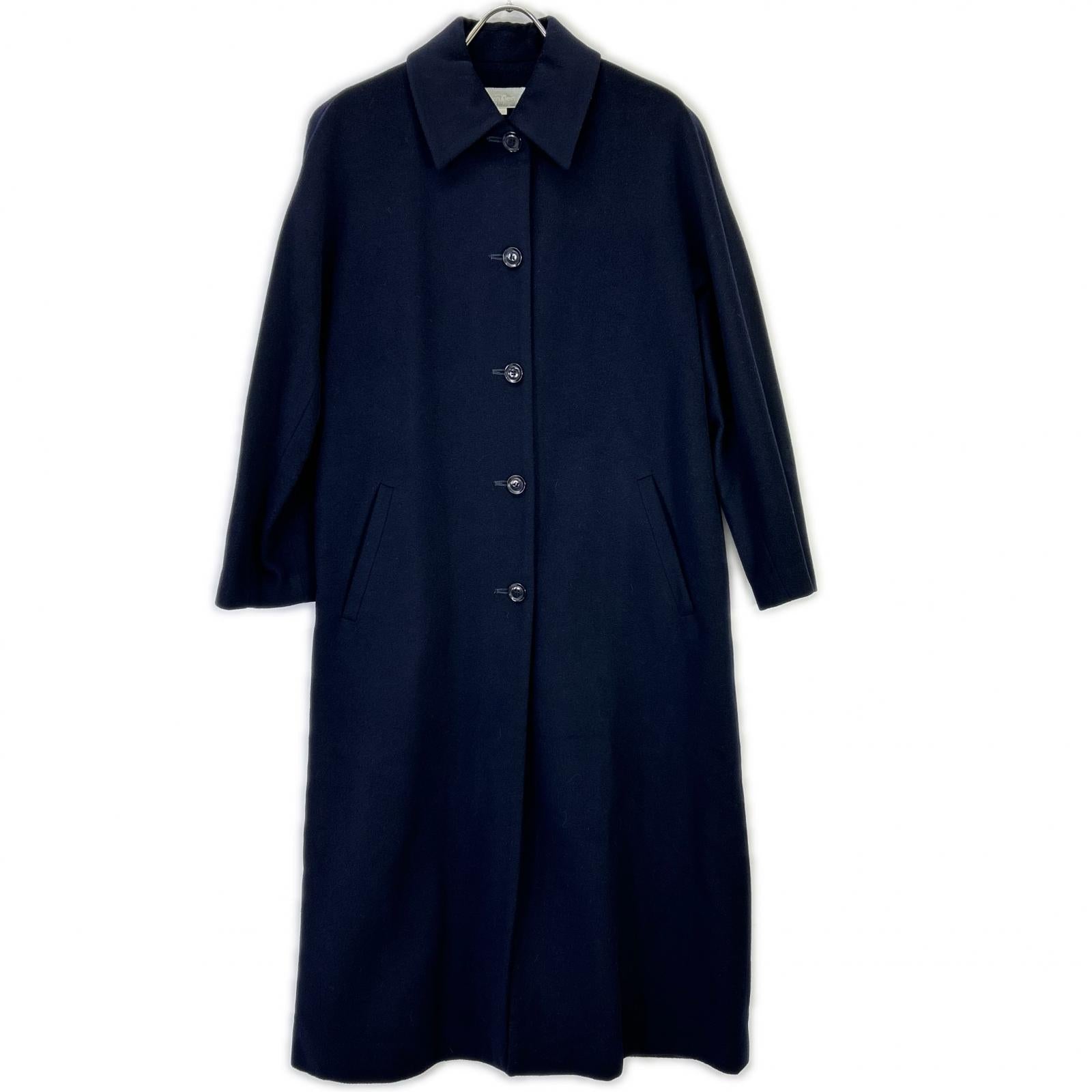 Calvin Klein カルバンクライン ネイビー カシミヤ混 ステンカラーロングコート コート