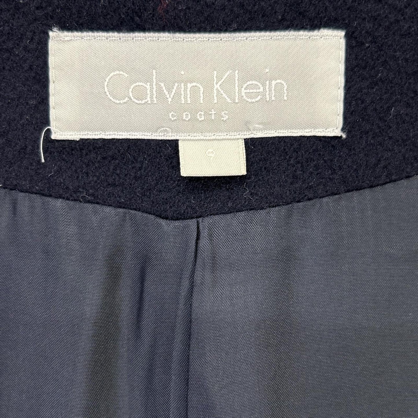 Calvin Klein カルバンクライン ネイビー カシミヤ混 ステンカラーロングコート コート