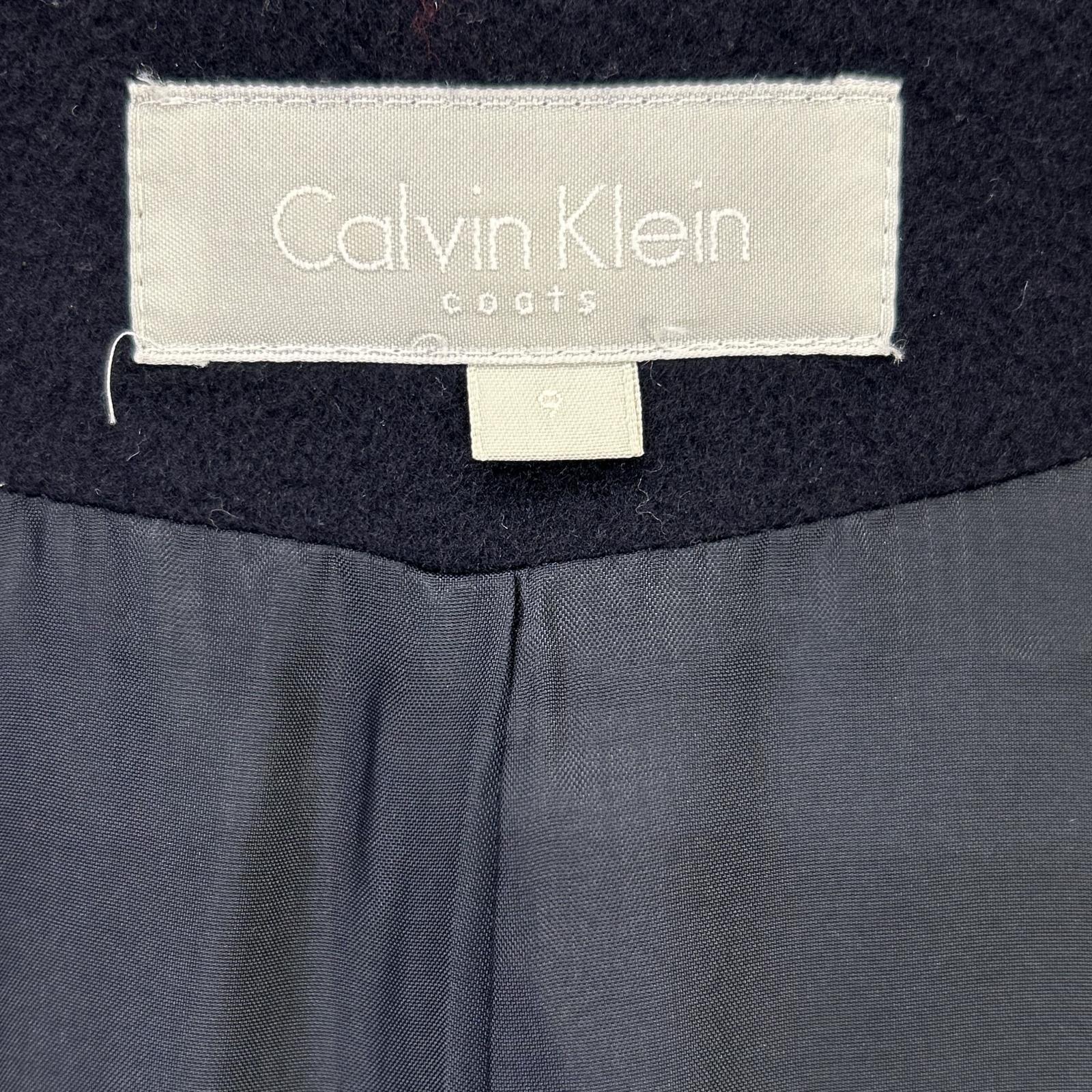 Calvin Klein カルバンクライン ネイビー カシミヤ混 ステンカラーロングコート コート
