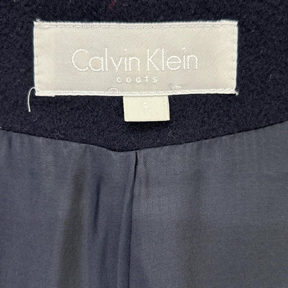 Calvin Klein カルバンクライン ネイビー カシミヤ混 ステンカラーロングコート コート