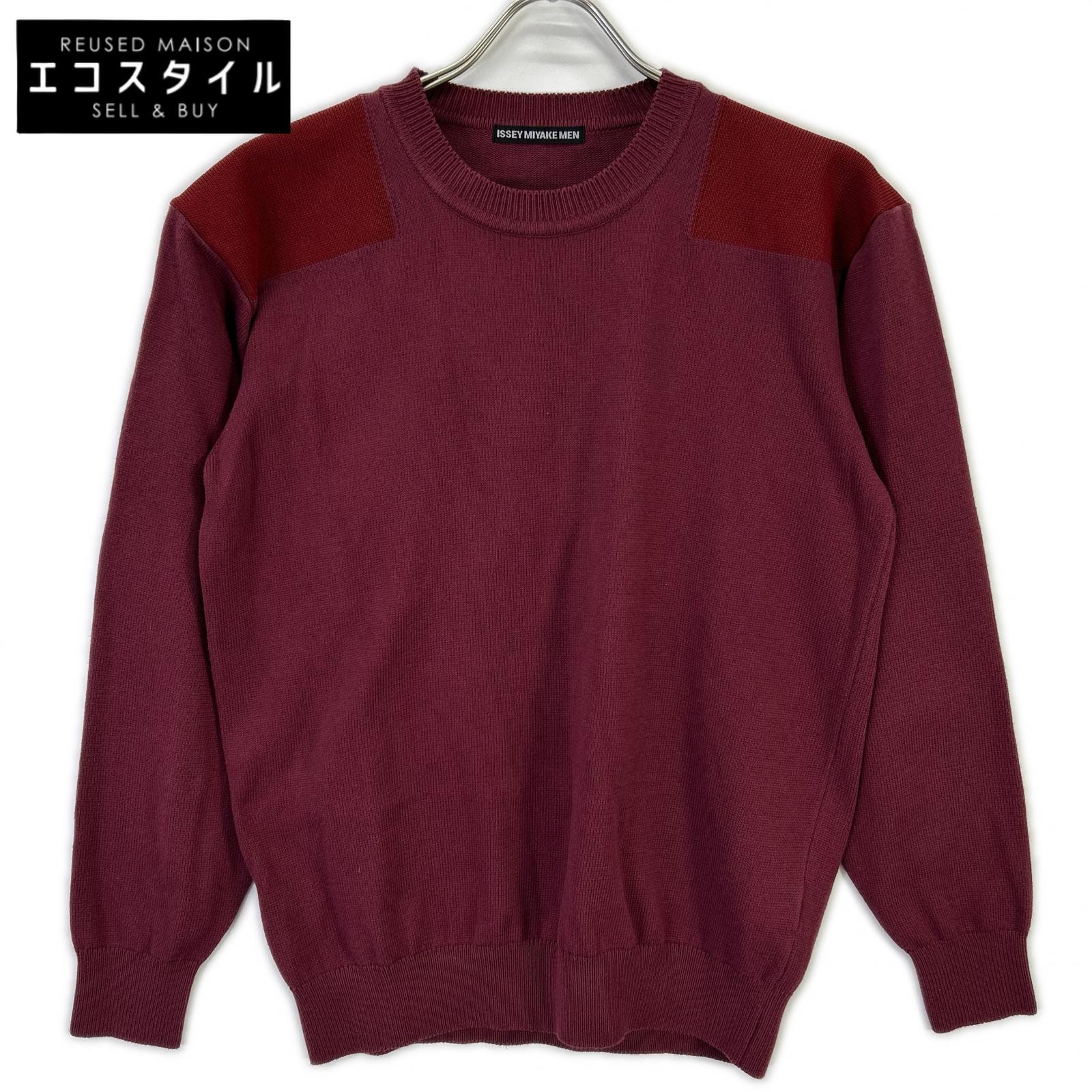 ISSEY MIYAKE MEN イッセイミヤケメン ME01KN198 ボルドー クルーネックニット トップス
