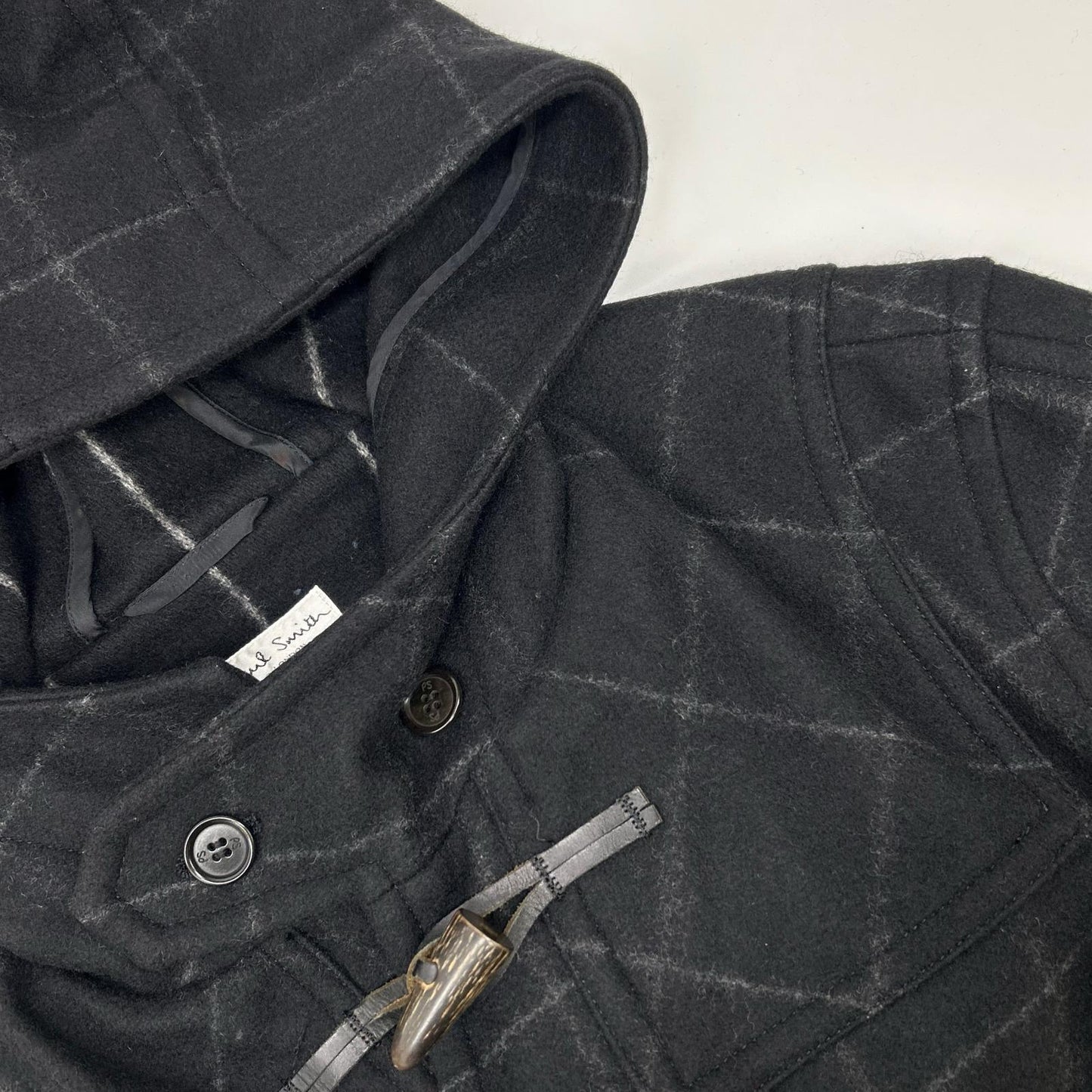 PaulSmith ポールスミス ブラック ウインドーペーン ウール ダッフルコート コート
