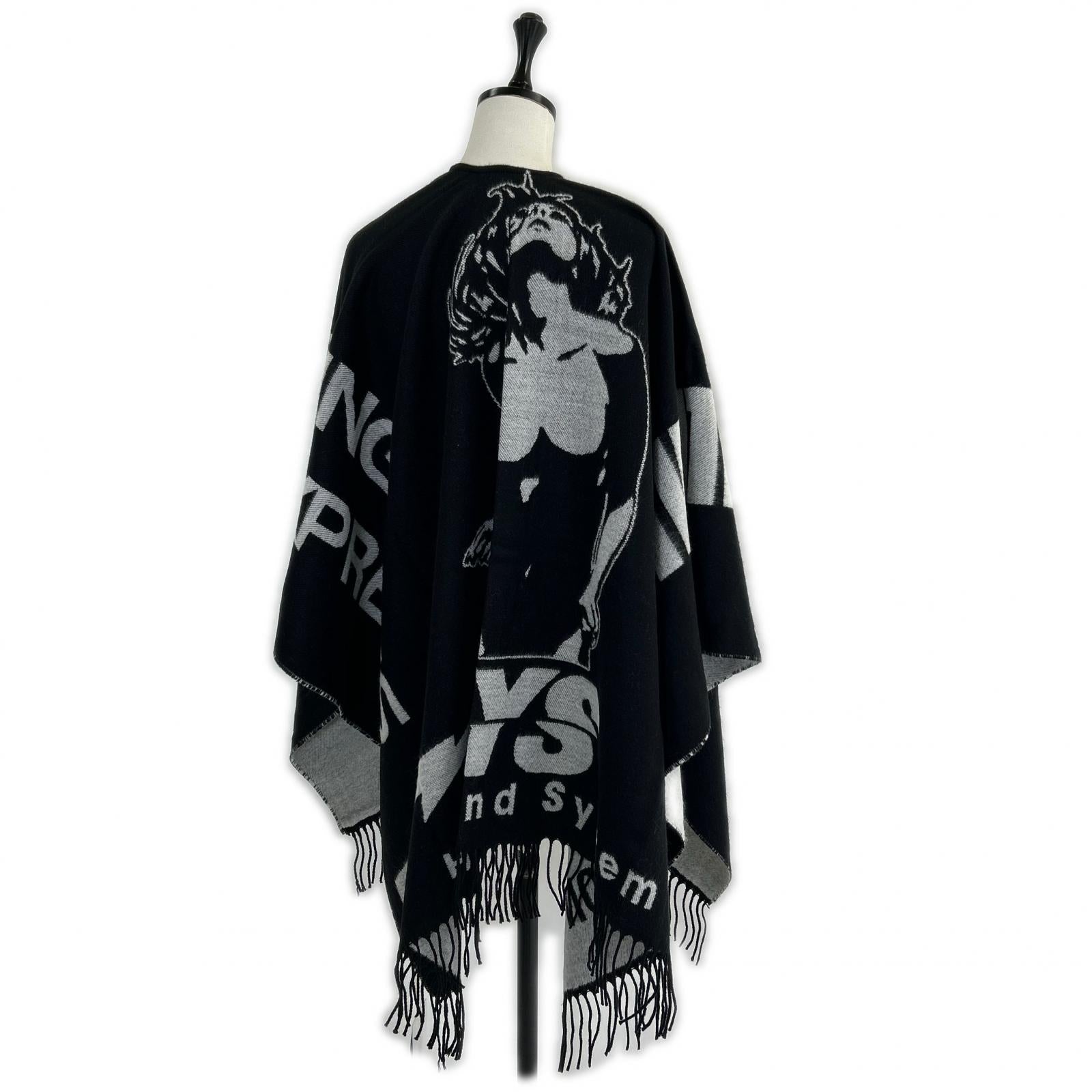 HYSTERIC GLAMOUR ヒステリックグラマー 02203QC02996 ブラック ロゴ ポンチョ ポンチョ ケープ