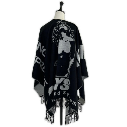 HYSTERIC GLAMOUR ヒステリックグラマー 02203QC02996 ブラック ロゴ ポンチョ ポンチョ ケープ
