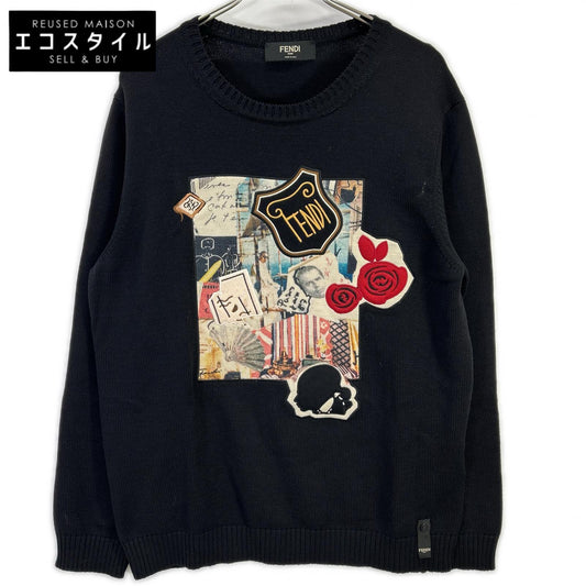 FENDI フェンディ FZY020 ブラック ワッペン クルーネックニット トップス