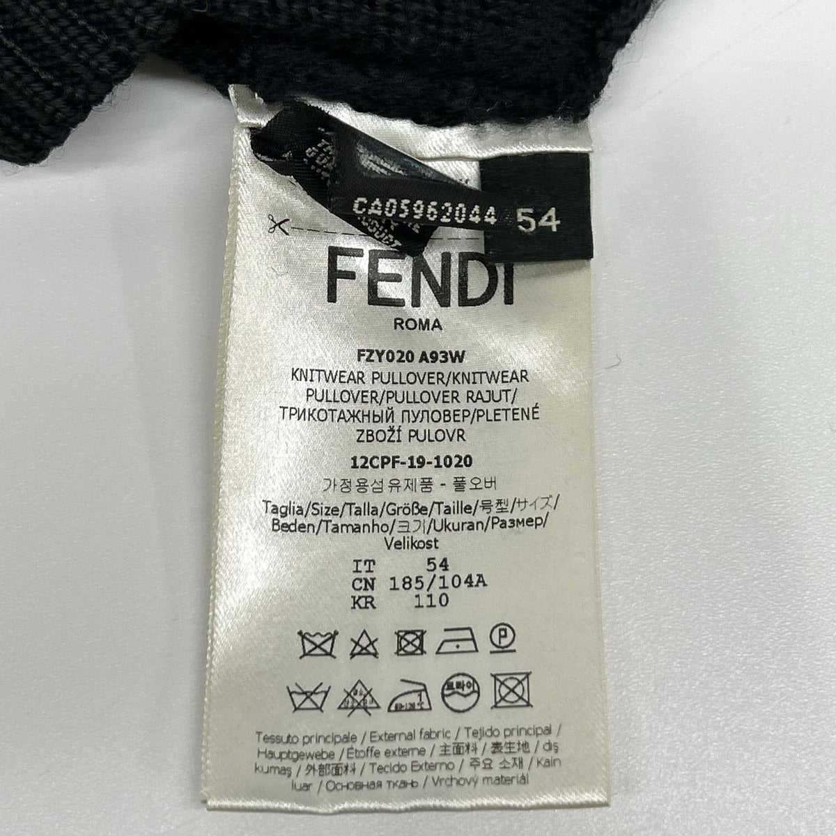 FENDI FZY020 black patch crew-neck knit top