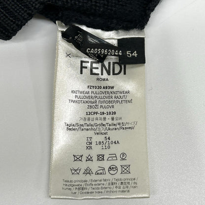 FENDI FZY020 black patch crew-neck knit top