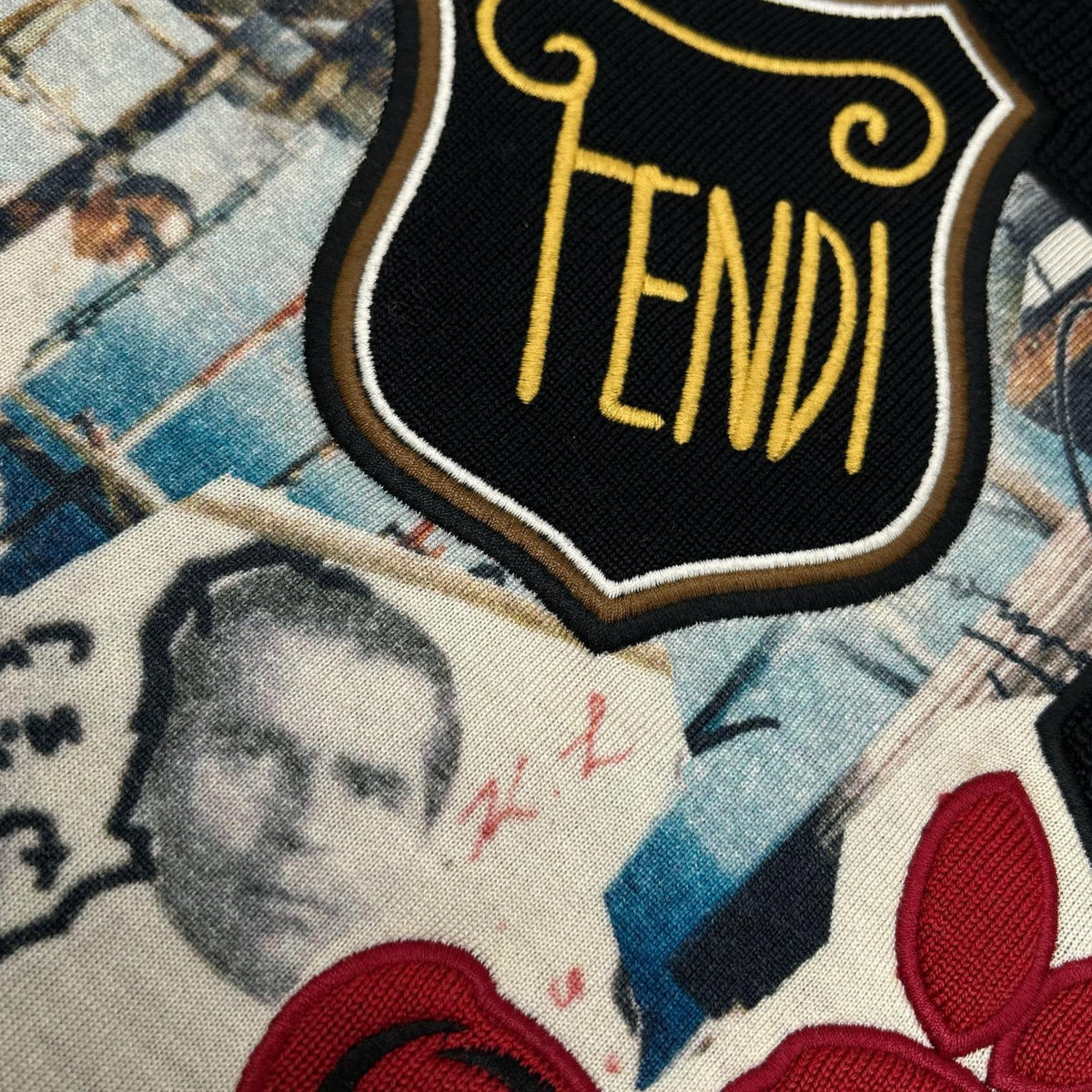 FENDI FZY020 black patch crew-neck knit top