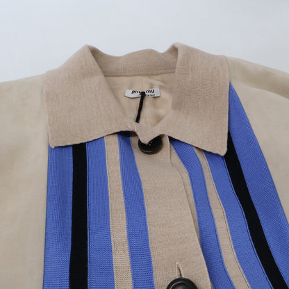 MIUMIU ミュウミュウ 【新品同様/国内正規】MPV751 BLOUSON スエード/ニット切替 ブルゾン ジャケット