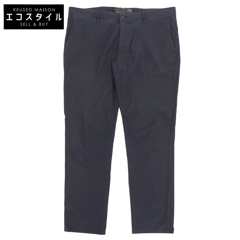 INCOTEX Garment-dyed cotton stretch jacquard slim tapered pants, men's, navy, 40