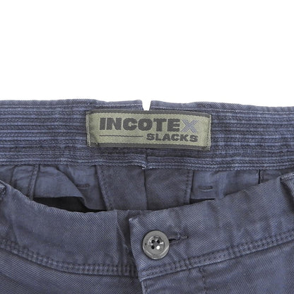 INCOTEX Garment-dyed cotton stretch jacquard slim tapered pants, men's, navy, 40