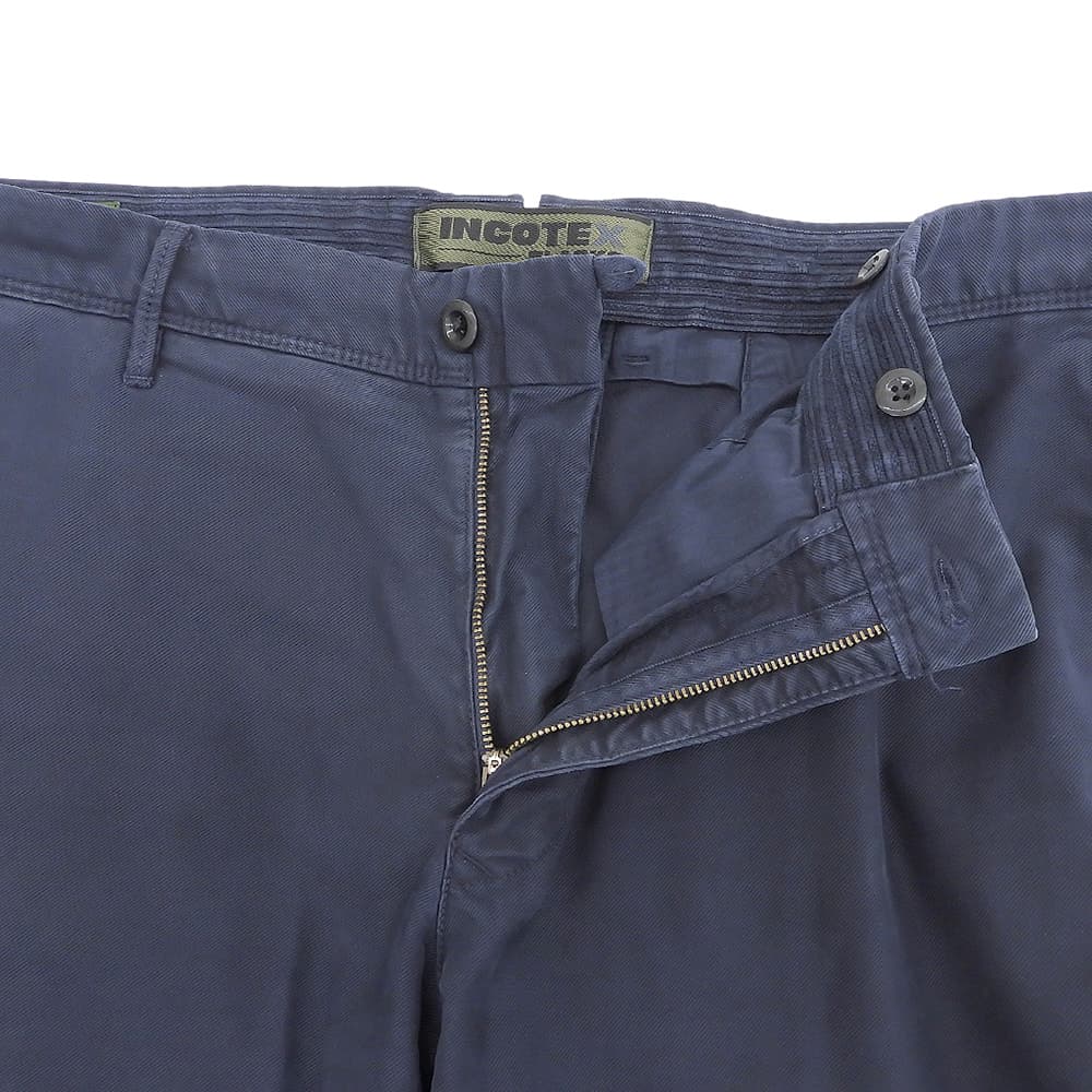 INCOTEX Garment-dyed cotton stretch jacquard slim tapered pants, men's, navy, 40