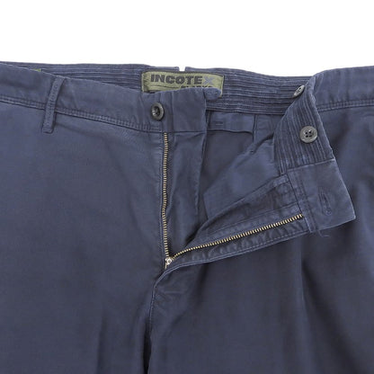 INCOTEX Garment-dyed cotton stretch jacquard slim tapered pants, men's, navy, 40