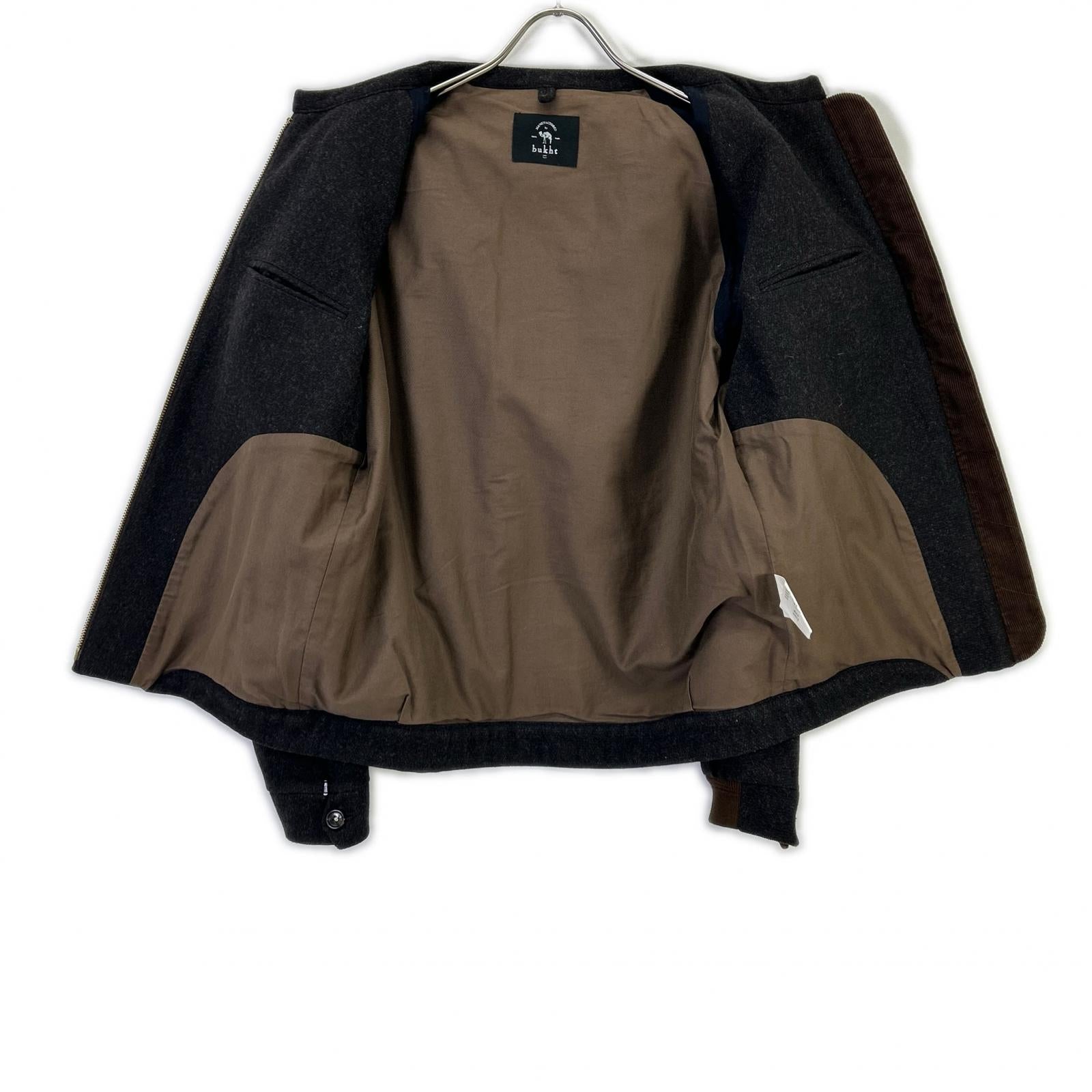 bukht ブフト B-66508 ブラック ウール×カシミヤ ノーカラージャケット ジャケット