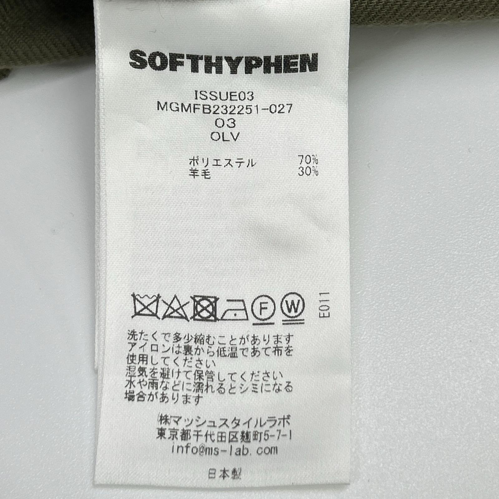 SOFTHYPHEN ソフトハイフン MGMFB232251 オリーブ ウール混 長袖シャツ トップス