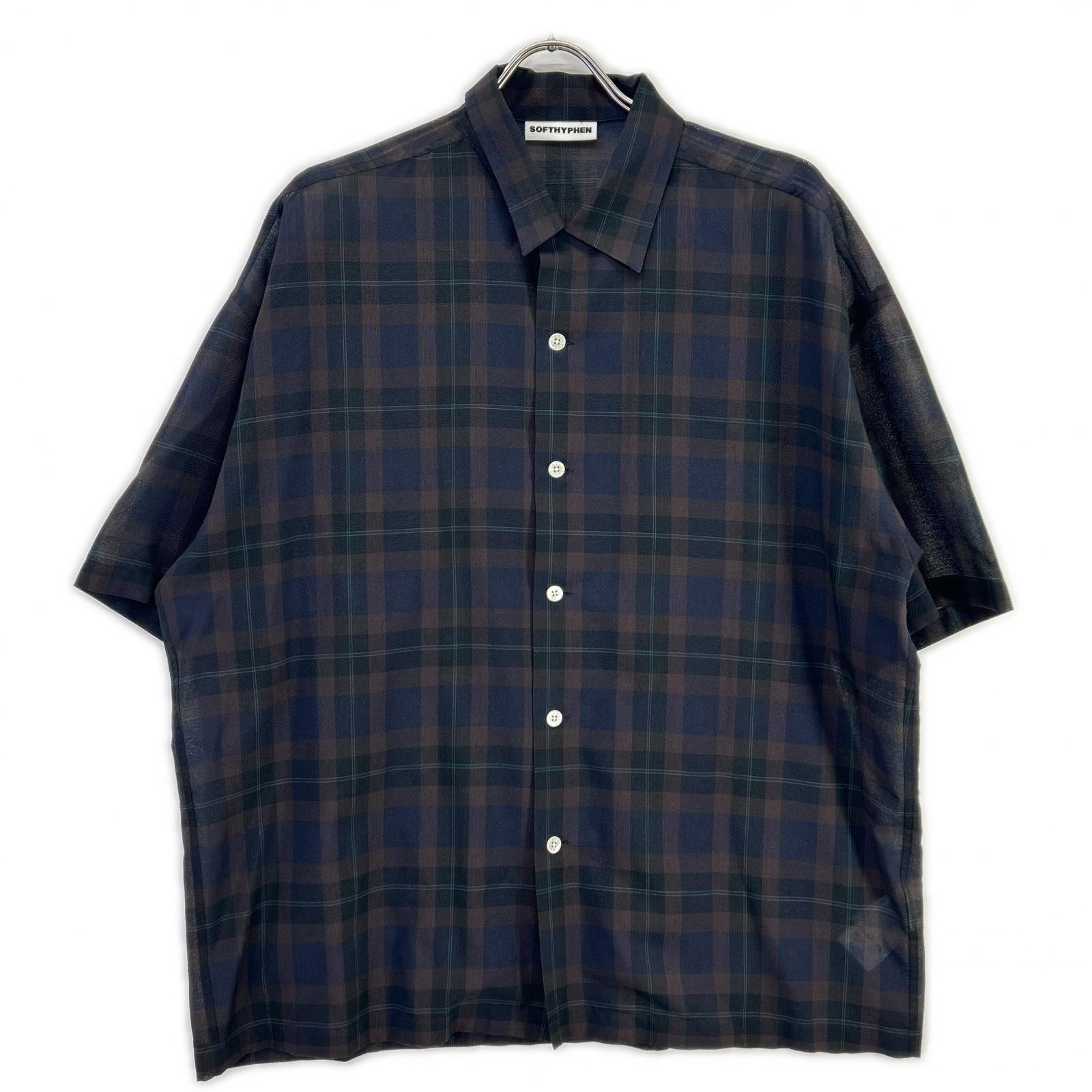 【SALE】 SOFTHYPHEN ソフトハイフン MGMFB241210 ブラウン系 チェック シアー半袖シャツ トップス