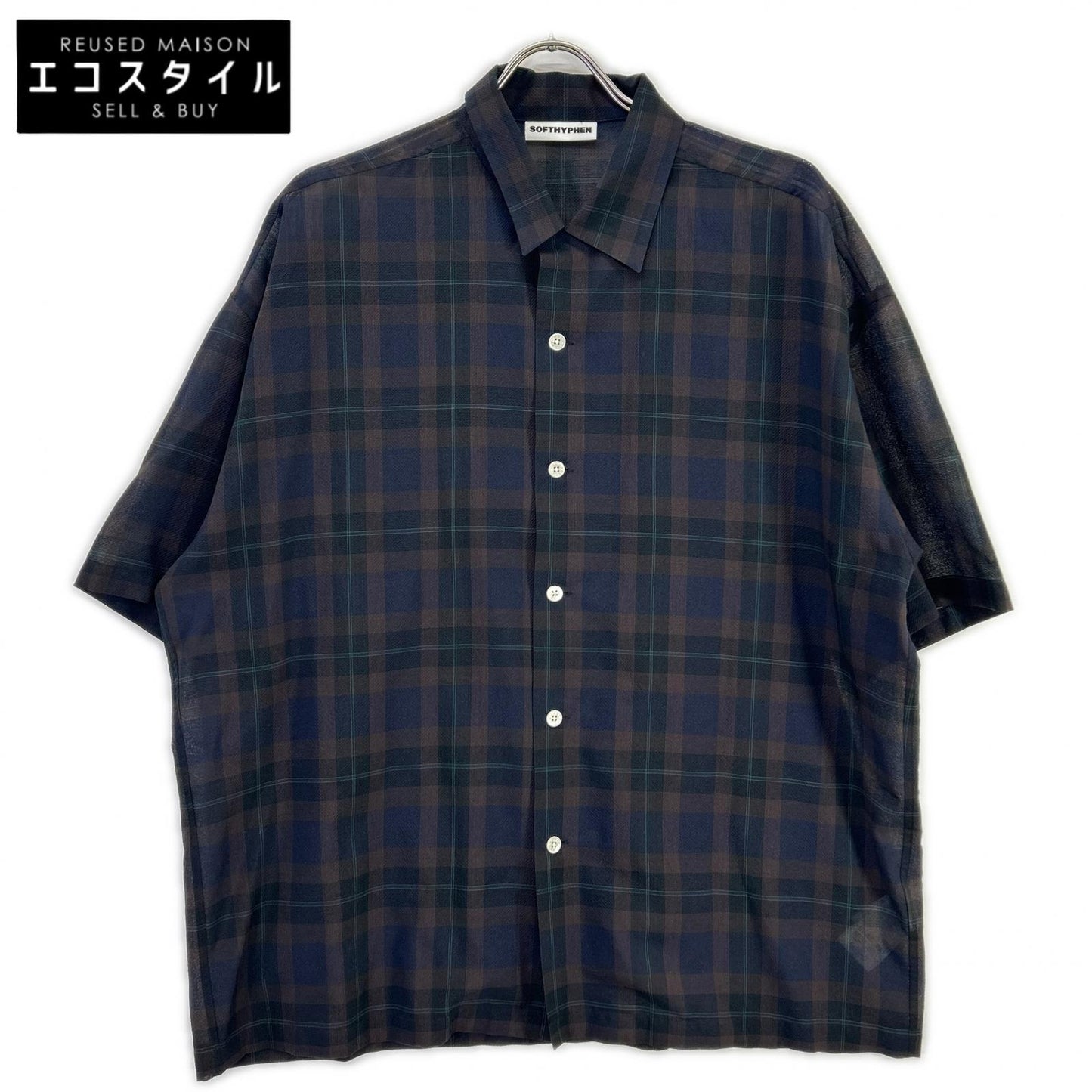 【SALE】 SOFTHYPHEN ソフトハイフン MGMFB241210 ブラウン系 チェック シアー半袖シャツ トップス