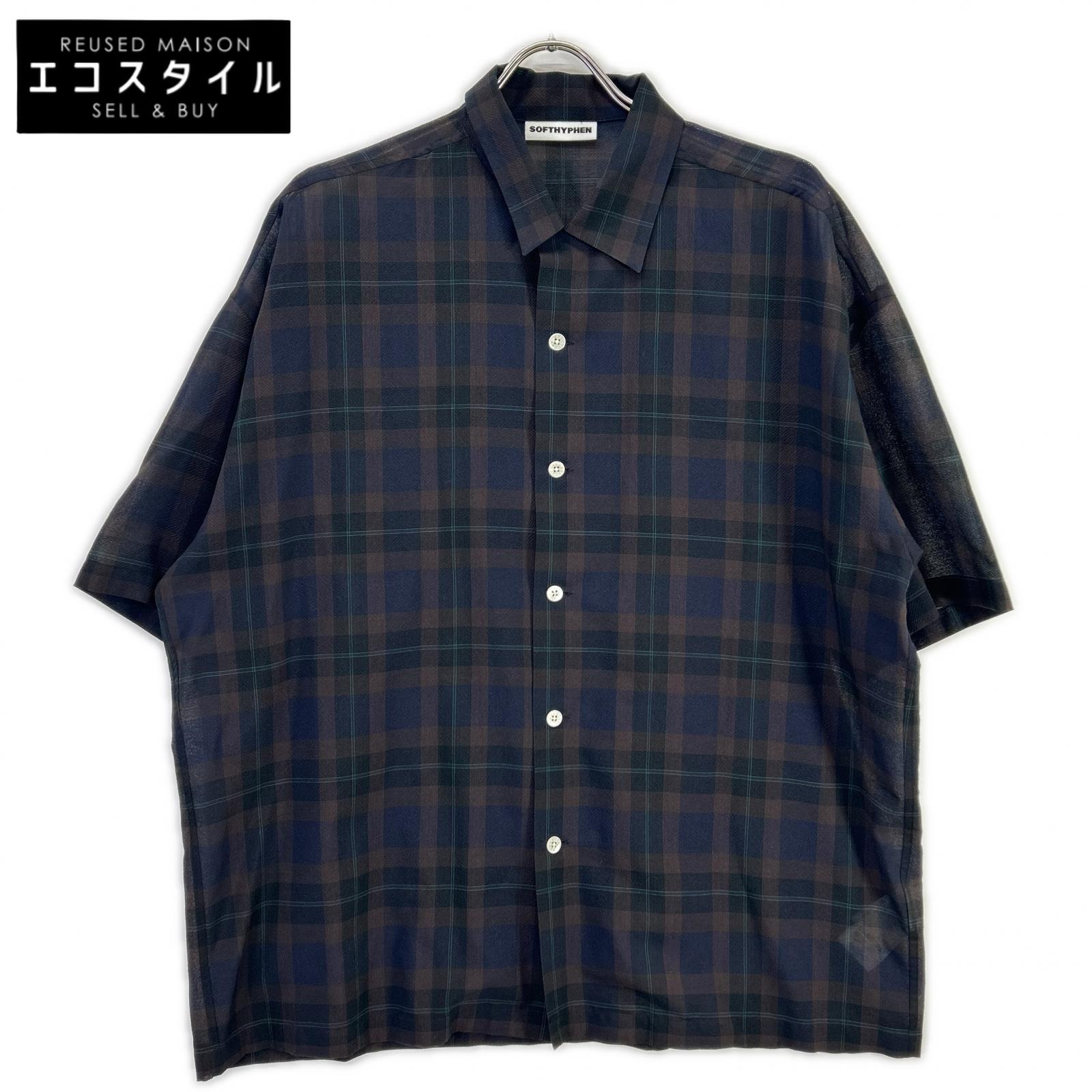 【SALE】 SOFTHYPHEN ソフトハイフン MGMFB241210 ブラウン系 チェック シアー半袖シャツ トップス