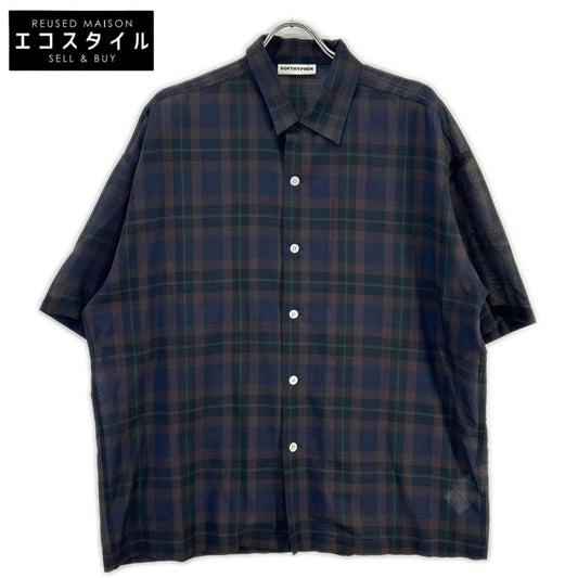 【SALE】 SOFTHYPHEN ソフトハイフン MGMFB241210 ブラウン系 チェック シアー半袖シャツ トップス