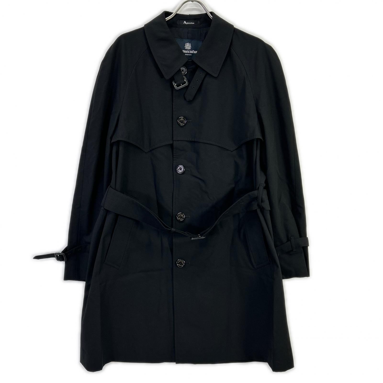 Aquascutum アクアスキュータム ブラック ベルト付き コート コート