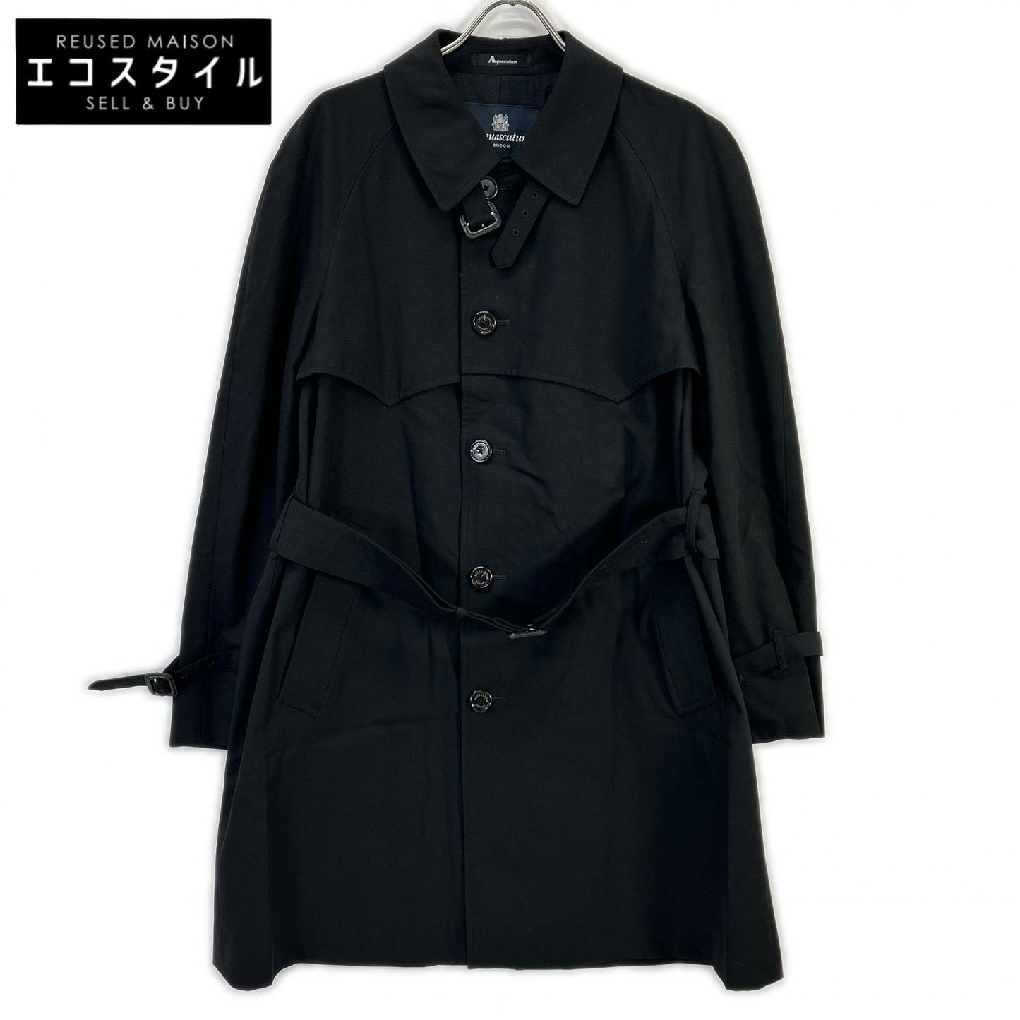 Aquascutum アクアスキュータム ブラック ベルト付き コート コート