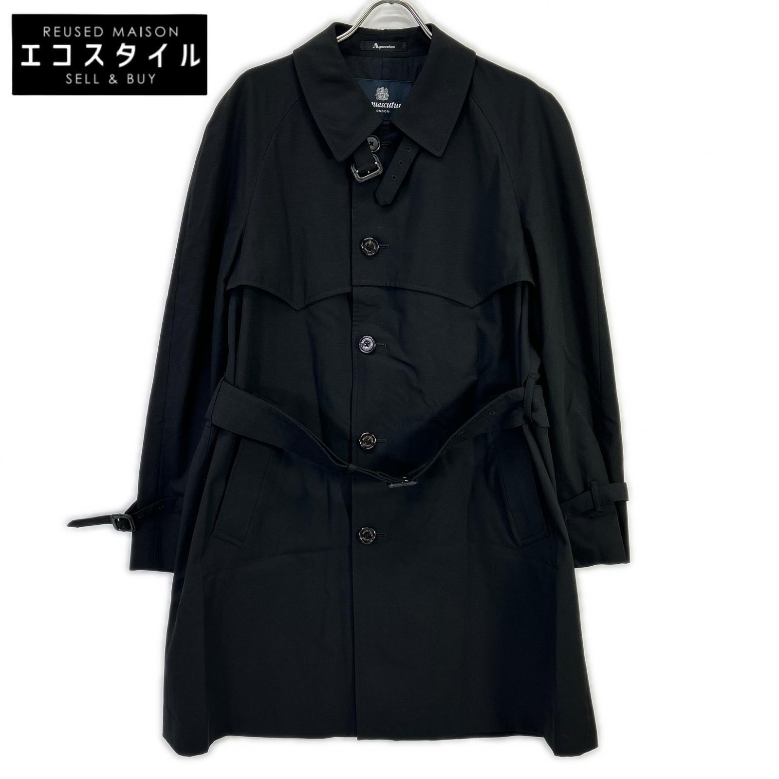 Aquascutum アクアスキュータム ブラック ベルト付き コート コート