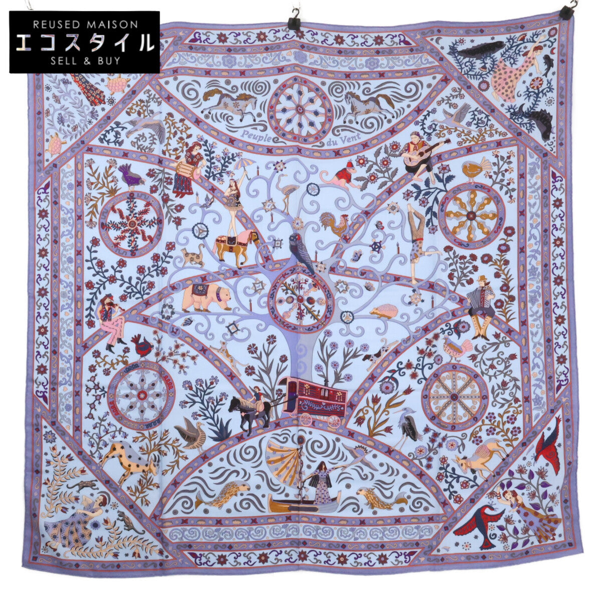HERMES エルメス 【新品同様】H242502S-26 PEUPLE DU VENT 風の民 カシミヤ/シルク ショール ストール