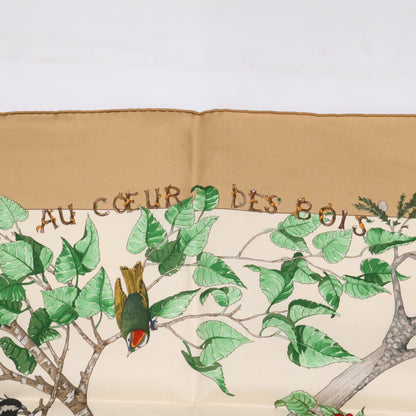 HERMES Hermès [Like new] AU COEUR DES BOIS In the Forest silk scarf