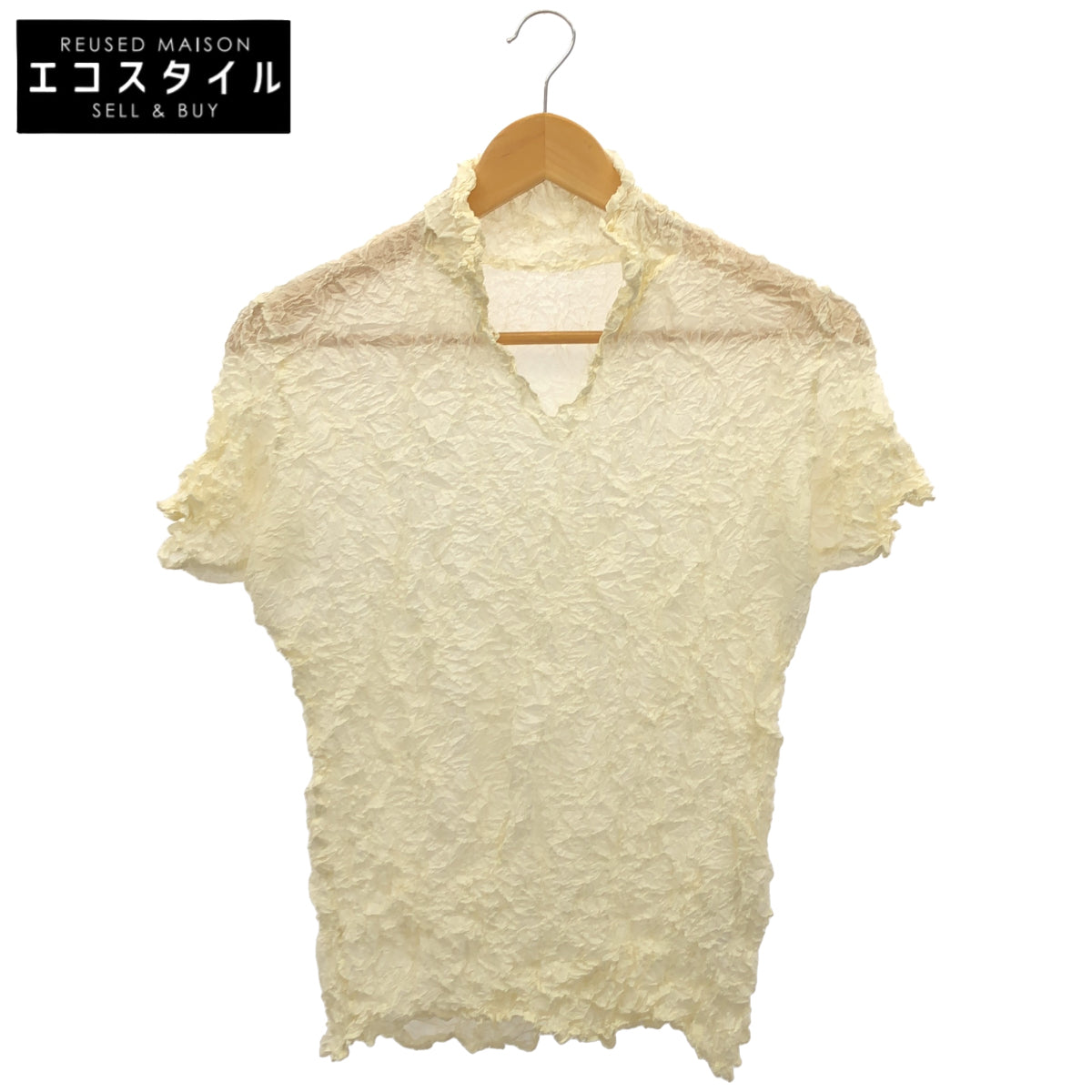 ISSEY MIYAKE イッセイミヤケ IM94-FJ629 アイボリー しわ加工 カットソー トップス