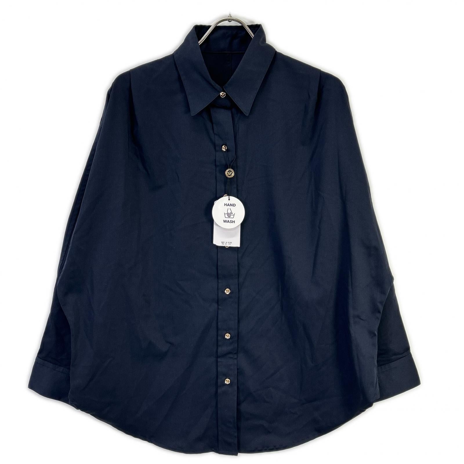 Loungedress ラウンジドレス ネイビー 金釦 長袖シャツ トップス