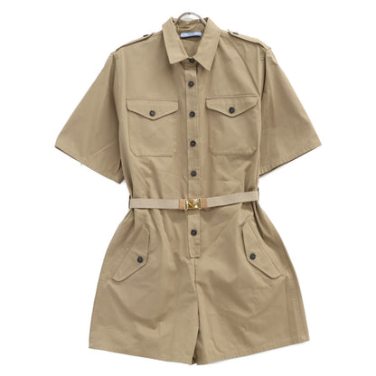 PRADA プラダ 【新品同様/国内正規/23年製】P293HT Cotton Jumpsuit トライアングルロゴベルト付 ジャンプスーツ オーバーオール オールインワン