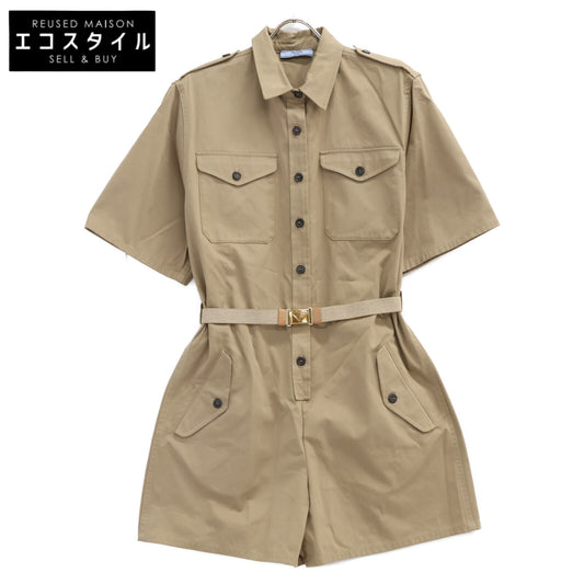 PRADA プラダ 【新品同様/国内正規/23年製】P293HT Cotton Jumpsuit トライアングルロゴベルト付 ジャンプスーツ オーバーオール オールインワン