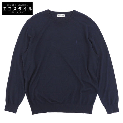 MACKINTOSH LONDON マッキントッシュロンドン 美品 14ゲージ ウォッシャブル クルーネック ニット ウール トップス メンズ ネイビー LL トップス