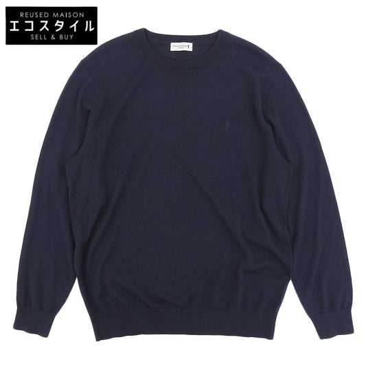 MACKINTOSH LONDON マッキントッシュロンドン 美品 14ゲージ ウォッシャブル クルーネック ニット ウール トップス メンズ ネイビー LL トップス