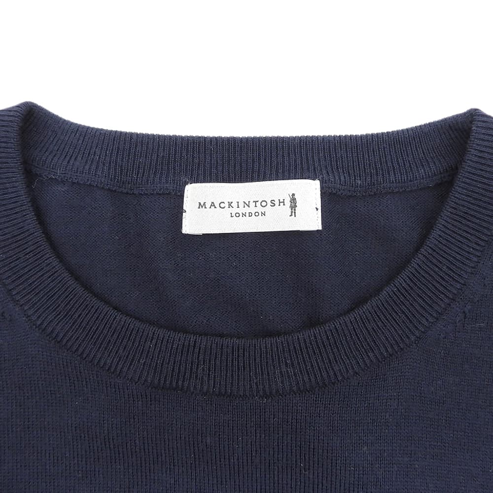 MACKINTOSH LONDON マッキントッシュロンドン 美品 14ゲージ ウォッシャブル クルーネック ニット ウール トップス メンズ ネイビー LL トップス