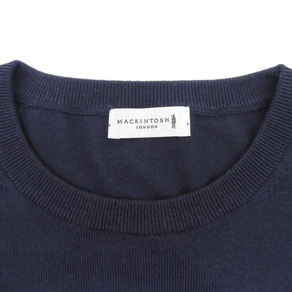 MACKINTOSH LONDON マッキントッシュロンドン 美品 14ゲージ ウォッシャブル クルーネック ニット ウール トップス メンズ ネイビー LL トップス