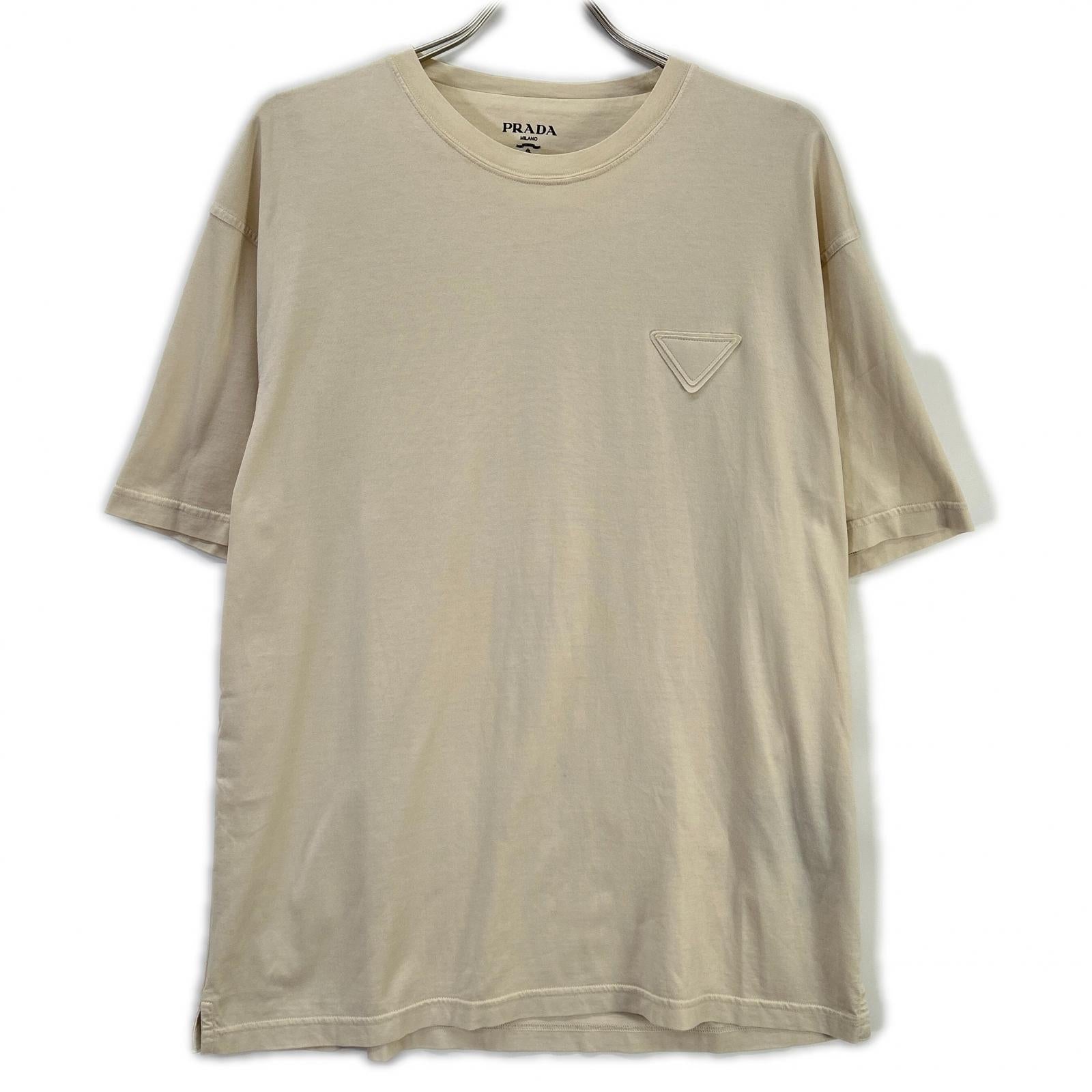 PRADA プラダ 23SS UJN852 ベージュ系 トライアングルロゴ Tシャツ トップス