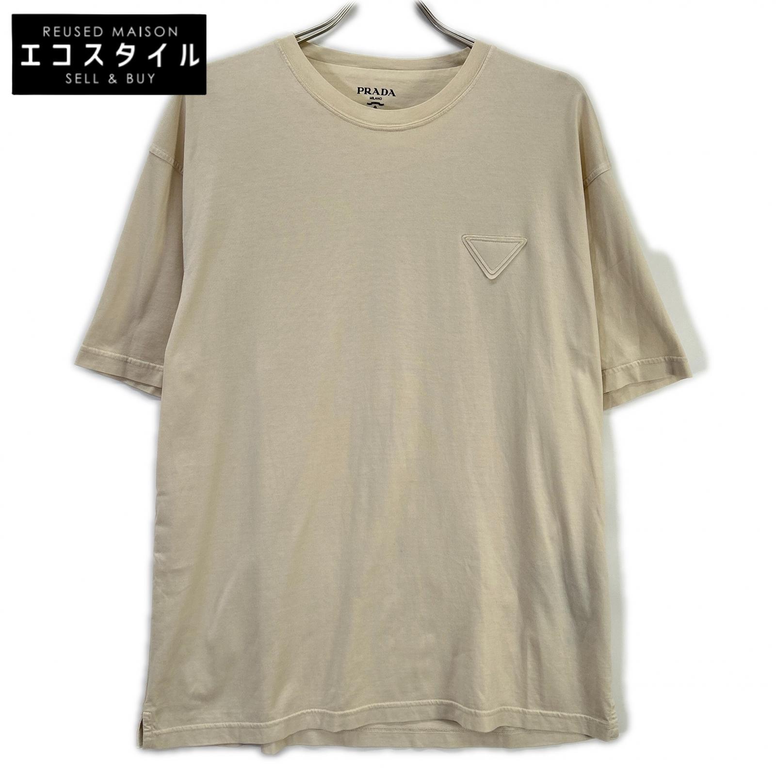 PRADA プラダ 23SS UJN852 ベージュ系 トライアングルロゴ Tシャツ トップス