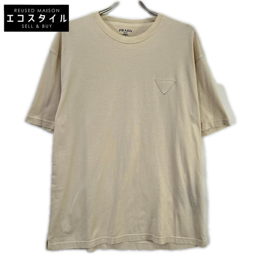 PRADA プラダ 23SS UJN852 Beige Tone Triangle Logo T-Shirt Top