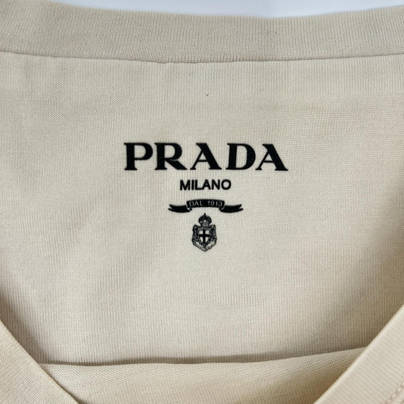 PRADA プラダ 23SS UJN852 ベージュ系 トライアングルロゴ Tシャツ トップス