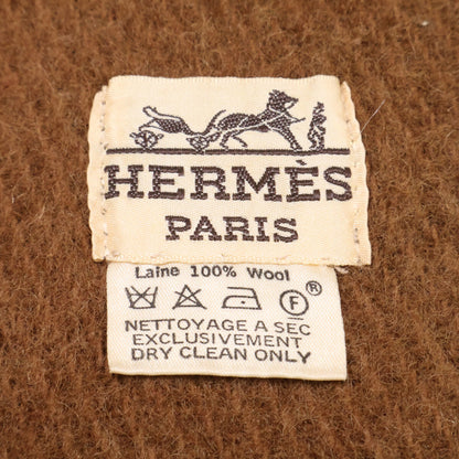 HERMES エルメス ブロックチェック ウール フリンジ マフラー