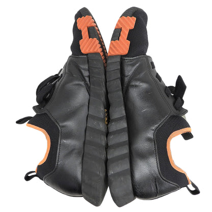 HERMES エルメス デパール ニット×レザー スニーカー シューズ メンズ ブラック×オレンジ 43 シューズ