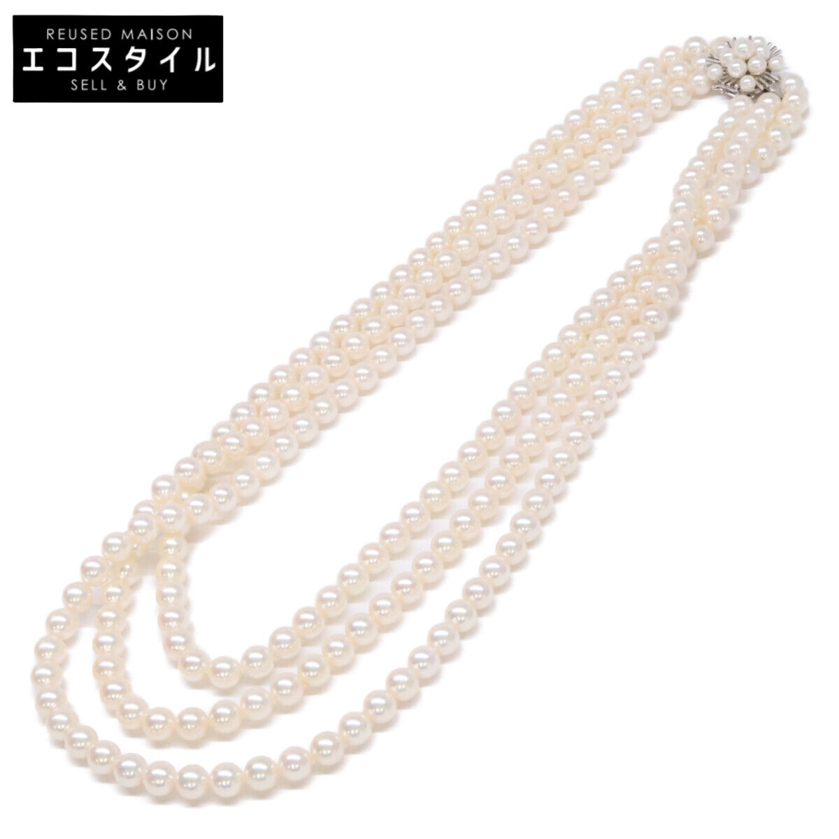 mikimoto ミキモト K14WG 7.0mm-7.5㎜ 3連パール ネックレス