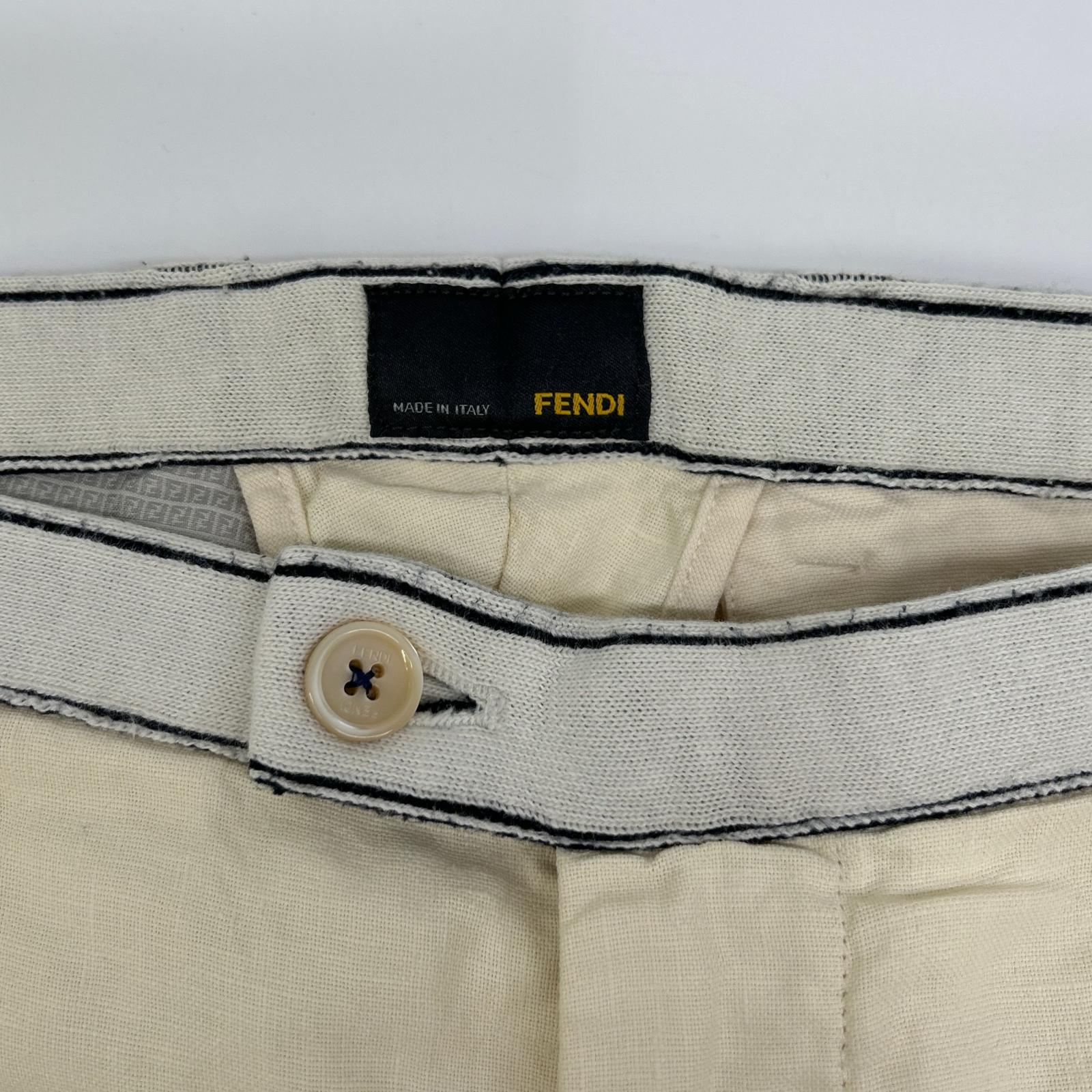 FENDI フェンディ 12年製 アイボリー リネン パンツ ボトムス